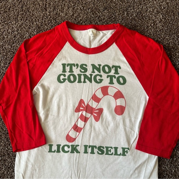 Vintage Holiday “Its Not Going To Lick Itself” Candy Cane Graphic Shirt Size L - Picture 7 of 8